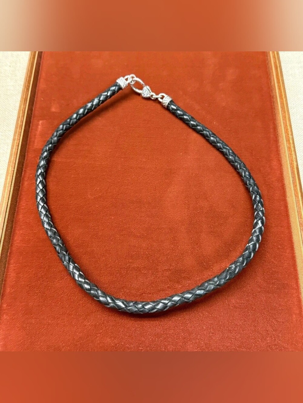 Judith Ripka Sterling Silver Woven Leather Neckalce 20"